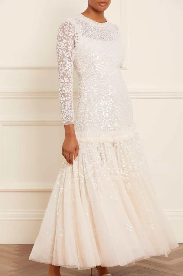 Women Embellished Dresses Needle and Thread Regal Rose Gloss Long Sleeve Gown Champagne Women Embellished Dresses Needle and Thread Regal Rose Gloss Long Sleeve Gown Champagne