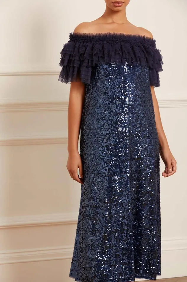 Women Embellished Dresses Needle and Thread Stephanie Ballerina Dress Blue