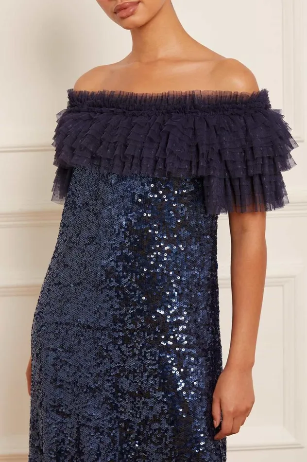Women Embellished Dresses Needle and Thread Stephanie Ballerina Dress Blue