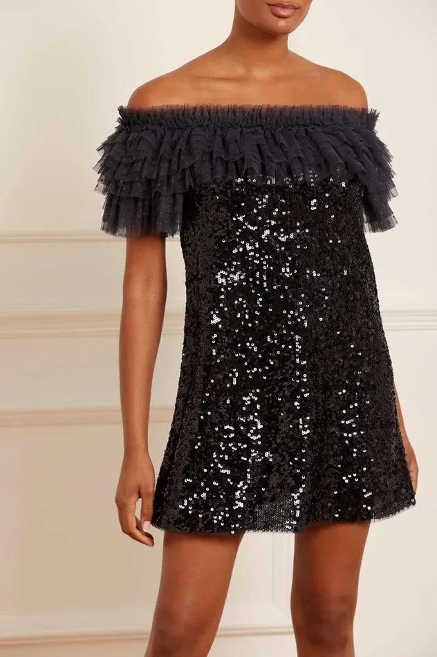 Women Embellished Dresses Needle and Thread Stephanie Micro Mini Dress Black