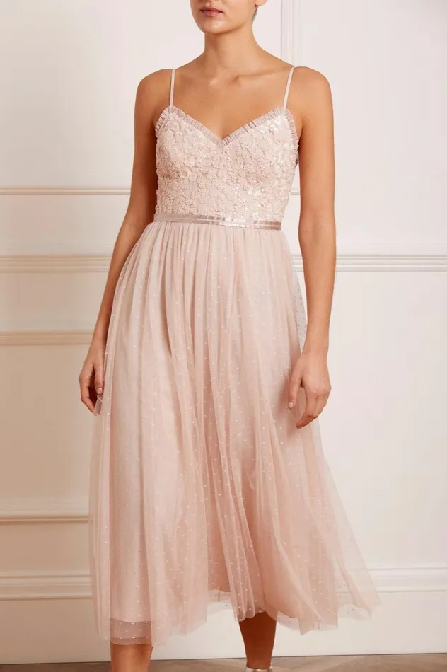 Women Embellished Dresses Needle and Thread Tempest Bodice Cami Ballerina Dress Pink