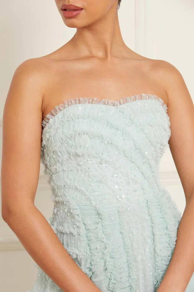 Women Embellished Dresses Needle and Thread Violet Shimmer Strapless Gown Green