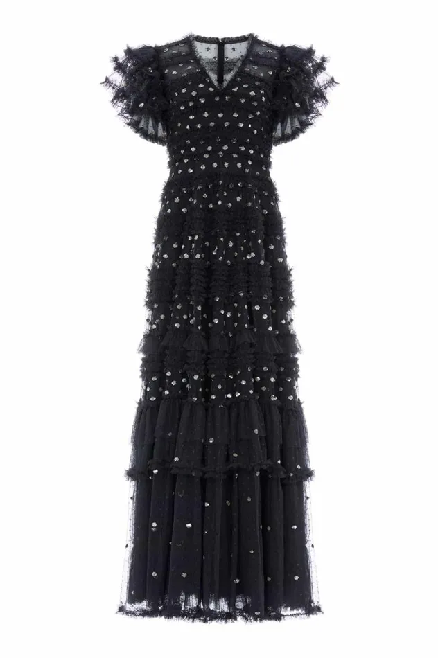 Women Embellished Dresses Needle and Thread Vivian VNeck Gown Black