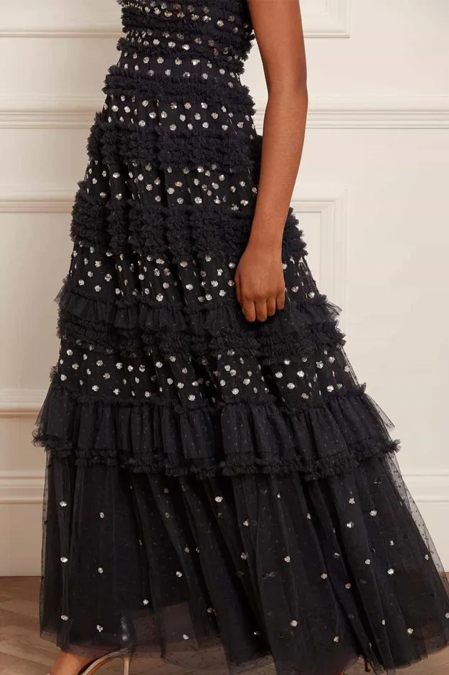 Women Embellished Dresses Needle and Thread Vivian VNeck Gown Black