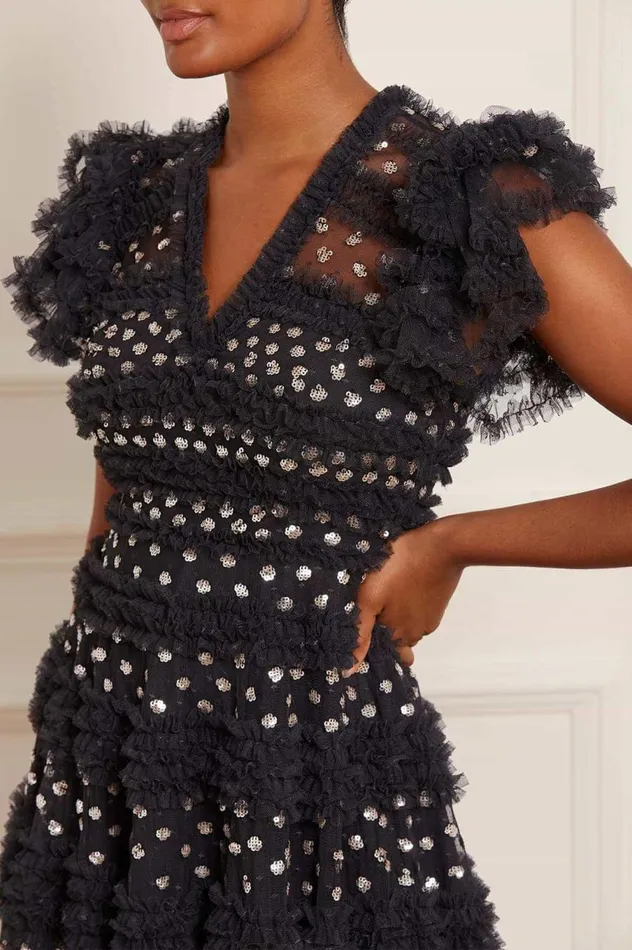 Women Embellished Dresses Needle and Thread Vivian VNeck Gown Black