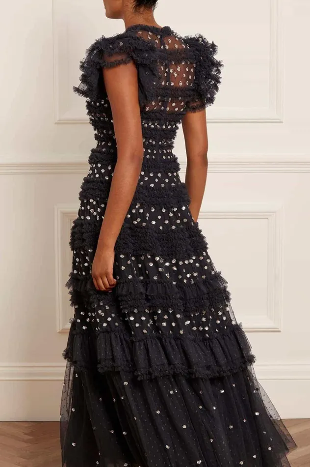 Women Embellished Dresses Needle and Thread Vivian VNeck Gown Black