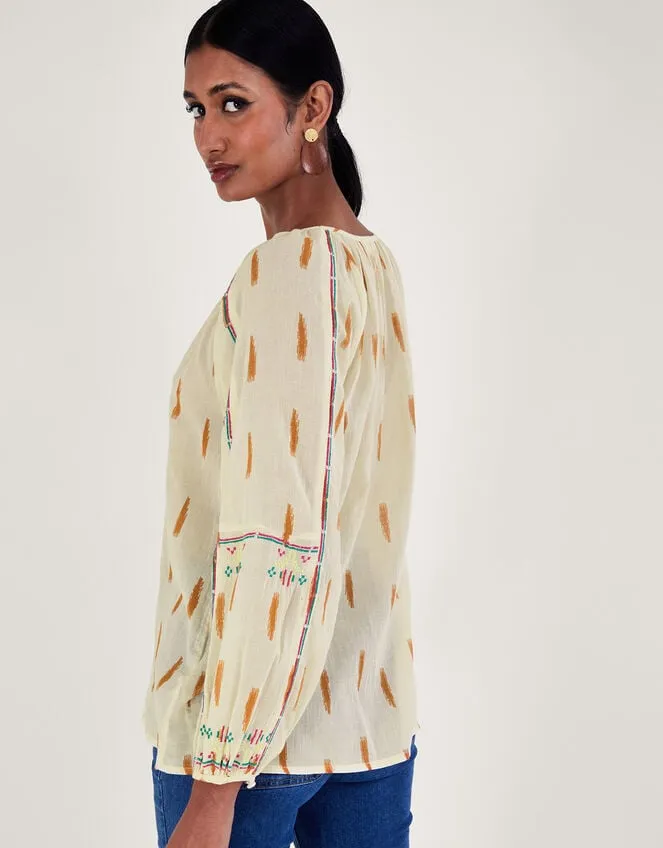 Women Embroidered Aztec Top Ivory Monsoon Tops and Blouses