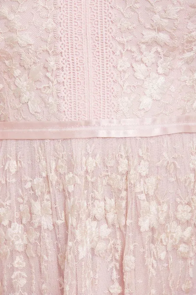 Women Embroidered Dresses Needle and Thread Araminta Lace Midi Dress Pink