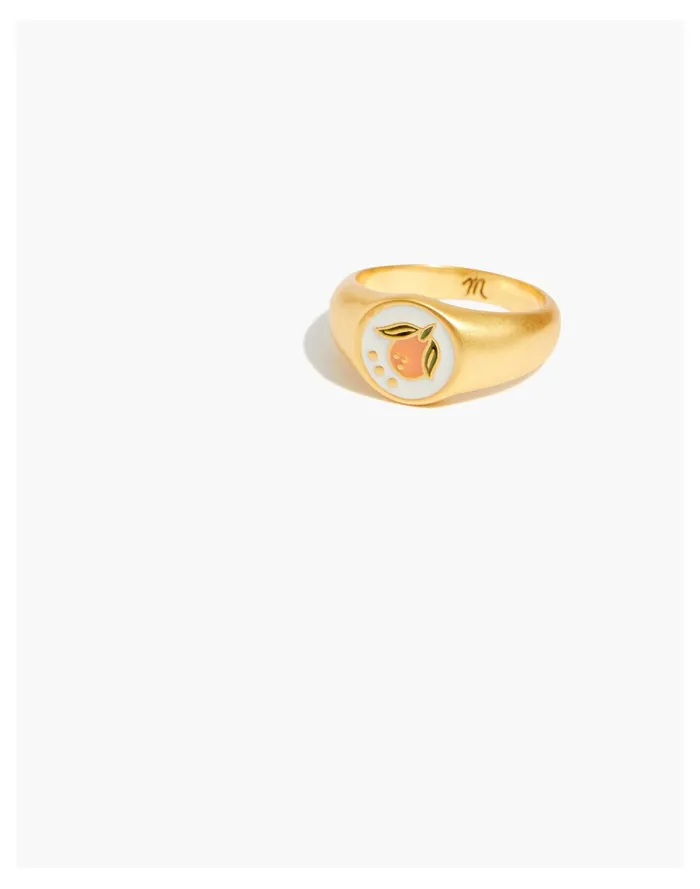 Women Enamel Clementine Signet Ring Vintage Gold Madewell Rings