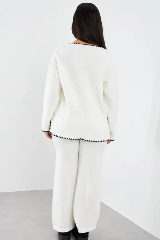 Women Ensemble 2 Pices Gilet Pantalon Blanc Coutures Noires White Brentiny Paris White Tops Women Ensemble 2 Pices Gilet Pantalon Blanc Coutures Noires White Brentiny Paris White Tops