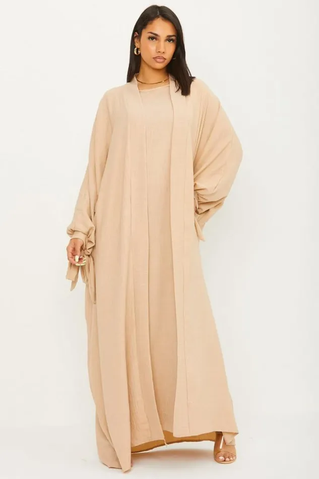 Women Ensemble 2 Pices Kimono Robe Beige Beige Brentiny Paris Jackets