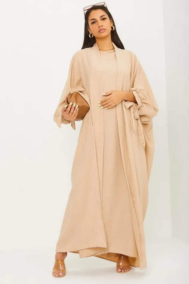 Women Ensemble 2 Pices Kimono Robe Beige Beige Brentiny Paris Jackets