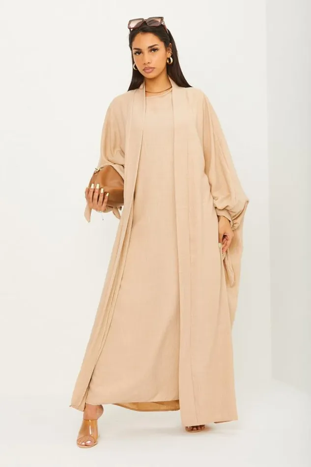Women Ensemble 2 Pices Kimono Robe Beige Beige Brentiny Paris Jackets