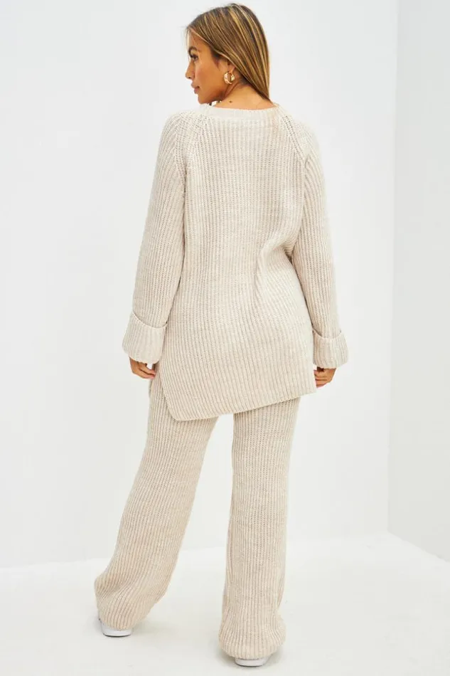 Women Ensemble 2 Pices Pull Long Pantalon En Grosses Mailles Beige Beige Brentiny Paris Sweaters and Sweatshirts Women Ensemble 2 Pices Pull Long Pantalon En Grosses Mailles Beige Beige Brentiny Paris Sweaters and Sweatshirts