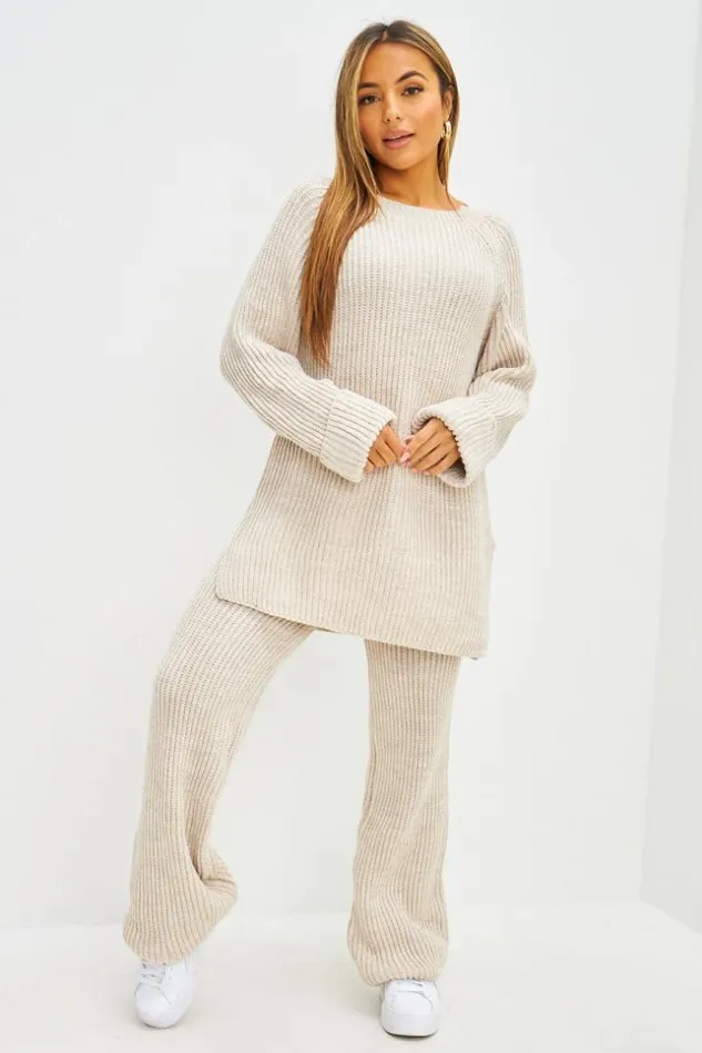 Women Ensemble 2 Pices Pull Long Pantalon En Grosses Mailles Beige Beige Brentiny Paris Sweaters and Sweatshirts Women Ensemble 2 Pices Pull Long Pantalon En Grosses Mailles Beige Beige Brentiny Paris Sweaters and Sweatshirts
