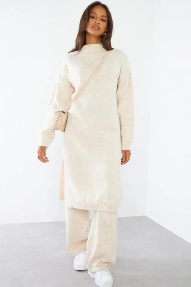 Women Ensemble 2 Pices Pull Long Pantalon En Laine Beige Beige Brentiny Paris Sweaters and Sweatshirts Women Ensemble 2 Pices Pull Long Pantalon En Laine Beige Beige Brentiny Paris Sweaters and Sweatshirts