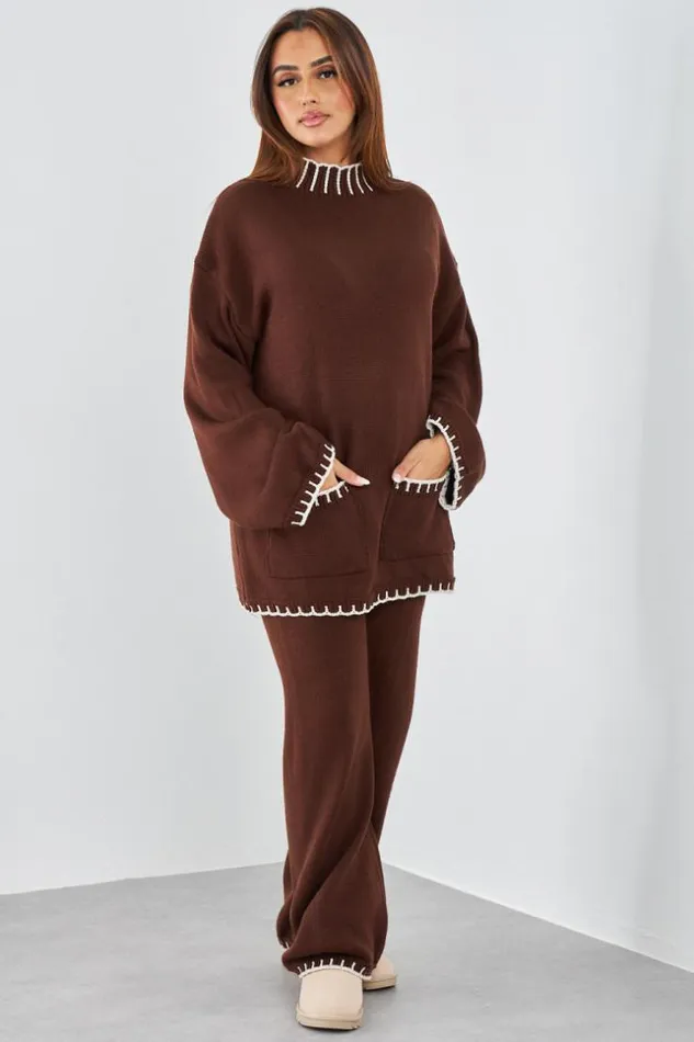 Women Ensemble 2 Pices Pull Pantalon En Laine Marron Bicolore Brown Brentiny Paris Sweaters and Sweatshirts Women Ensemble 2 Pices Pull Pantalon En Laine Marron Bicolore Brown Brentiny Paris Sweaters and Sweatshirts