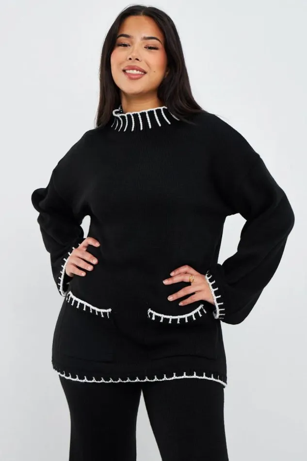 Women Ensemble 2 Pices Pull Pantalon En Laine Noir Bicolore Black Brentiny Paris White Tops Women Ensemble 2 Pices Pull Pantalon En Laine Noir Bicolore Black Brentiny Paris White Tops