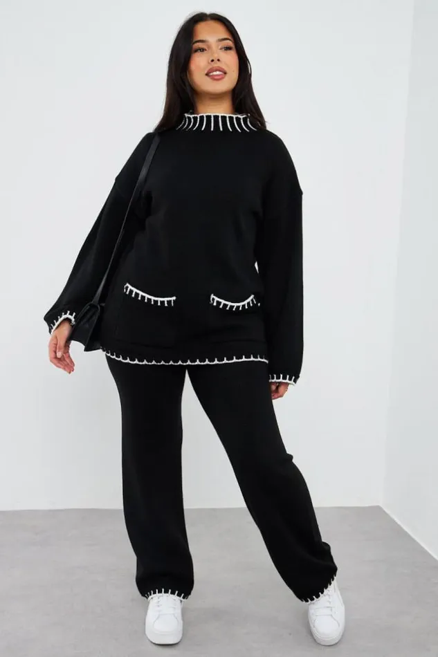 Women Ensemble 2 Pices Pull Pantalon En Laine Noir Bicolore Black Brentiny Paris White Tops Women Ensemble 2 Pices Pull Pantalon En Laine Noir Bicolore Black Brentiny Paris White Tops