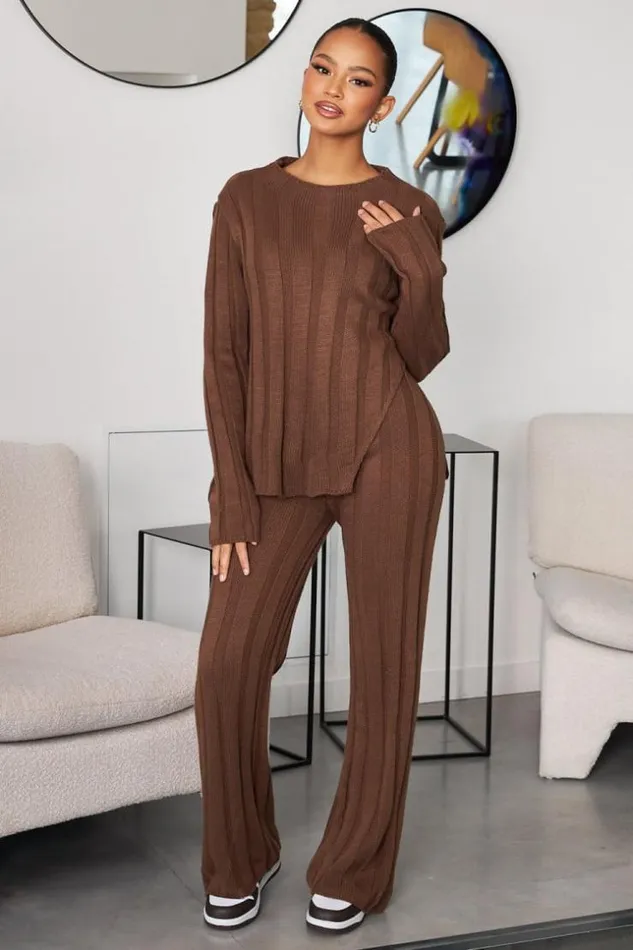 Women Ensemble 2 Pices Pull Pantalon En Maille Marron Brown Brentiny Paris White Tops Women Ensemble 2 Pices Pull Pantalon En Maille Marron Brown Brentiny Paris White Tops