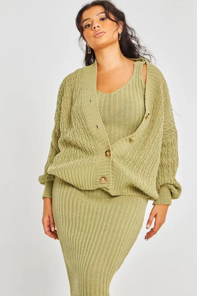Women Ensemble 2 Pices Robe Gilet Kaki Khaki Brentiny Paris Short Dresses