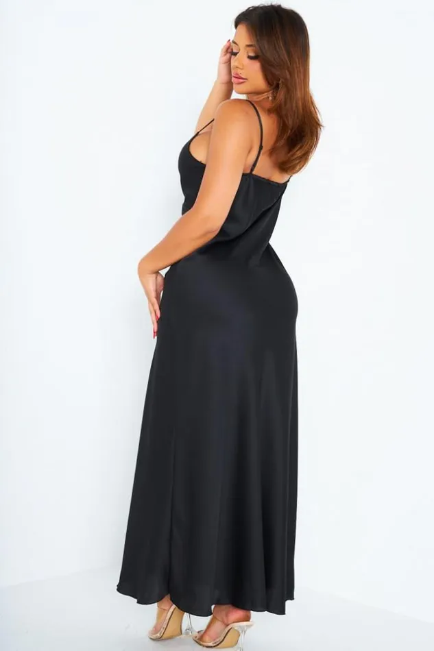 Women Ensemble 2 Pices Robe Poncho Satin Noir Black Brentiny Paris Short Dresses Women Ensemble 2 Pices Robe Poncho Satin Noir Black Brentiny Paris Short Dresses