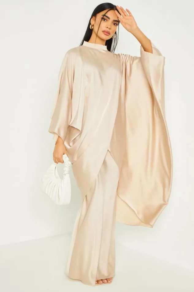 Women Ensemble 2 Pices Tunique Jupe Longue Satin Beige Beige Brentiny Paris Sets With Top Bottoms Women Ensemble 2 Pices Tunique Jupe Longue Satin Beige Beige Brentiny Paris Sets With Top Bottoms