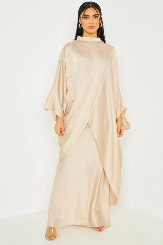 Women Ensemble 2 Pices Tunique Jupe Longue Satin Beige Beige Brentiny Paris Sets With Top Bottoms Women Ensemble 2 Pices Tunique Jupe Longue Satin Beige Beige Brentiny Paris Sets With Top Bottoms