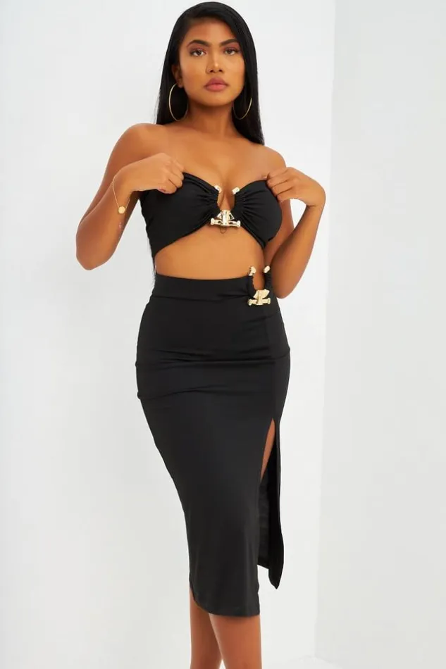 Women Ensemble Top Jupe Fi Brentiny Paris Crop Tops