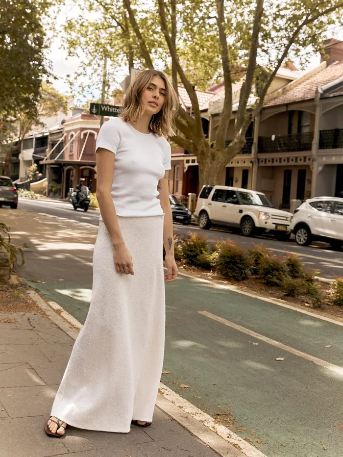 Women Esse Studios 8211 Cream Pila Maxi Skirt The UNDONE Skirts
