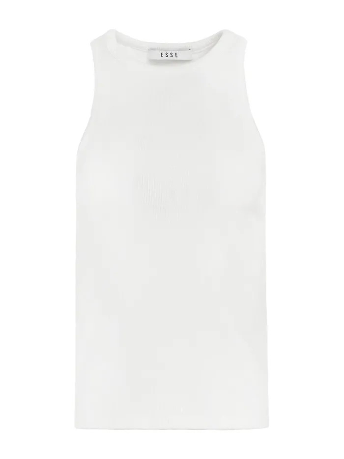 Women Esse Studios 8211 High Neck Rib Tank Top In Ivory The UNDONE Tops