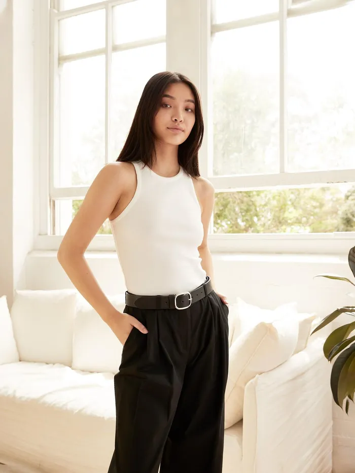 Women Esse Studios 8211 High Neck Rib Tank Top In Ivory The UNDONE Tops