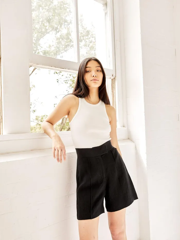 Women Esse Studios 8211 High Neck Rib Tank Top In Ivory The UNDONE Tops