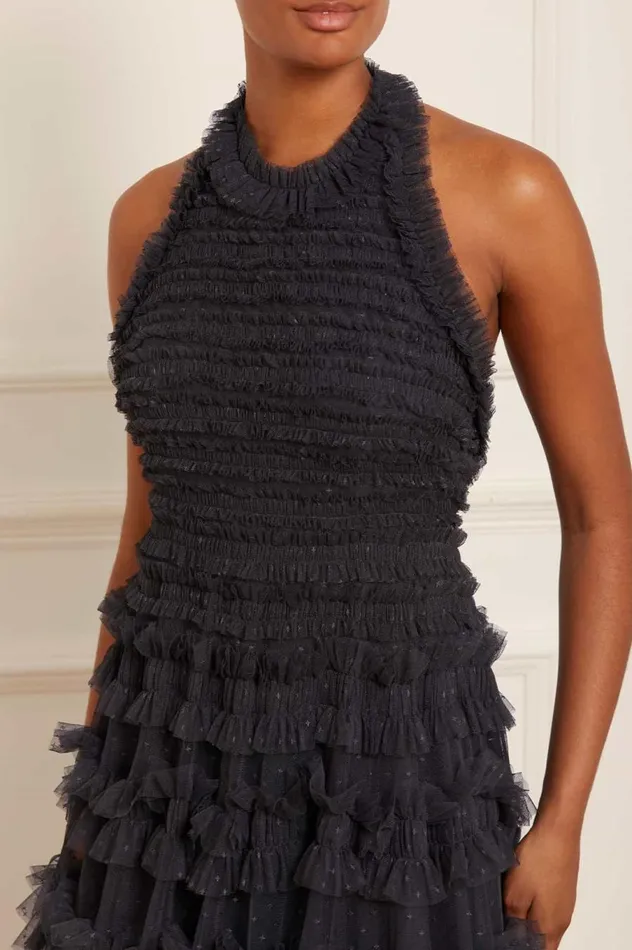 Women Evening Dresses Needle and Thread Lisette Ruffle Halter Neck Gown Black