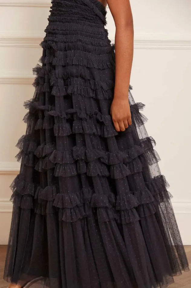 Women Evening Dresses Needle and Thread Lisette Ruffle Halter Neck Gown Black