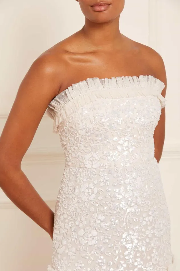 Women Evening Dresses Needle and Thread Regal Rose Gloss Strapless Micro Mini Dress Champagne