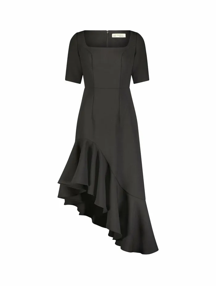 Women Every Day Dresses Mac Duggal Crepe 34 Sleeve Asymmetrical Hem Dress Black