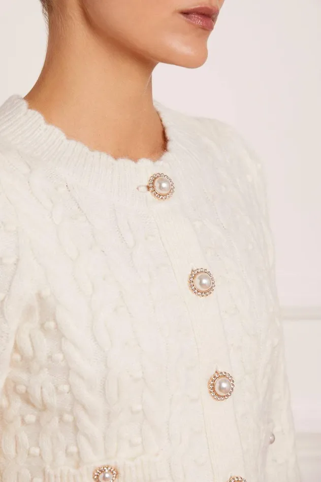 Women Exclusives Needle and Thread Cable Bobble Short Cardigan Champagne