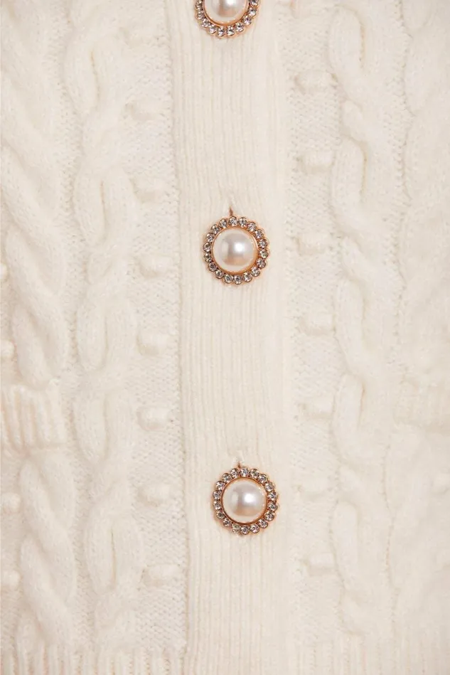Women Exclusives Needle and Thread Cable Bobble Short Cardigan Champagne