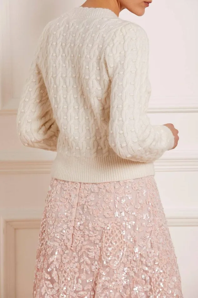Women Exclusives Needle and Thread Cable Bobble Short Cardigan Champagne