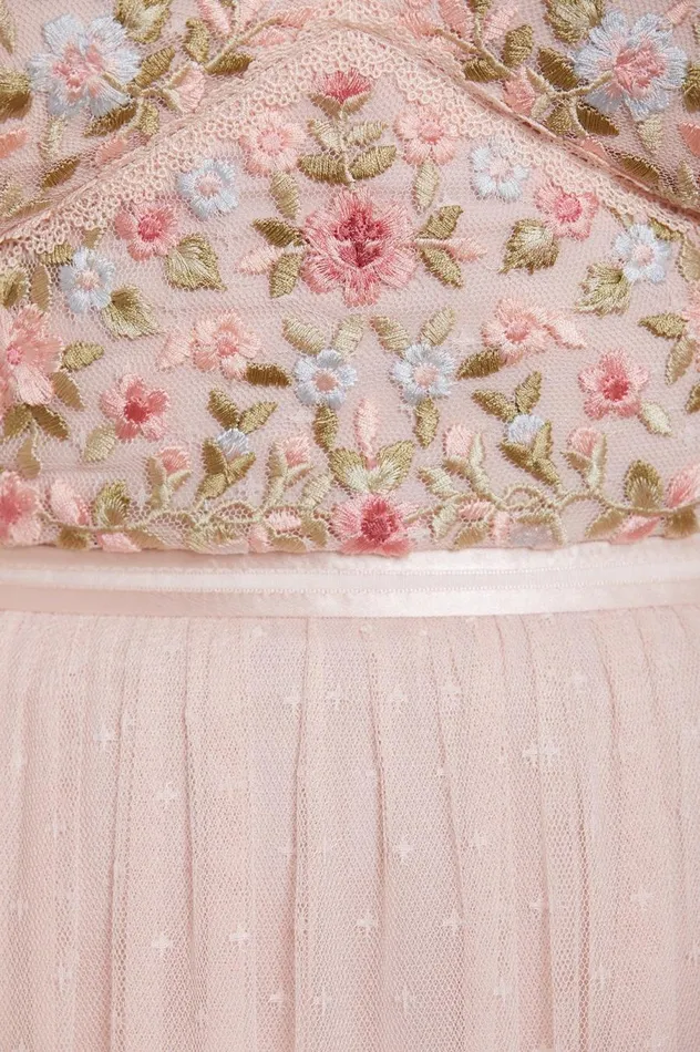 Women Exclusives Needle and Thread Ribbon Bouquet Bodice Midaxi Dress Pink