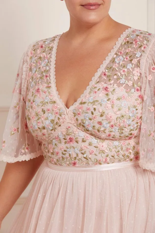 Women Exclusives Needle and Thread Ribbon Bouquet Bodice Midaxi Dress Pink