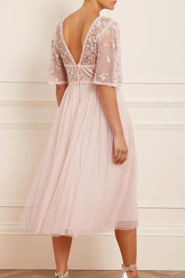 Women Exclusives Needle and Thread Ribbon Bouquet Bodice Midaxi Dress Pink