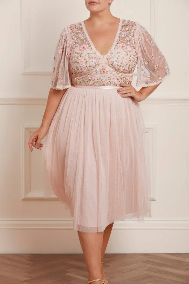 Women Exclusives Needle and Thread Ribbon Bouquet Bodice Midaxi Dress Pink