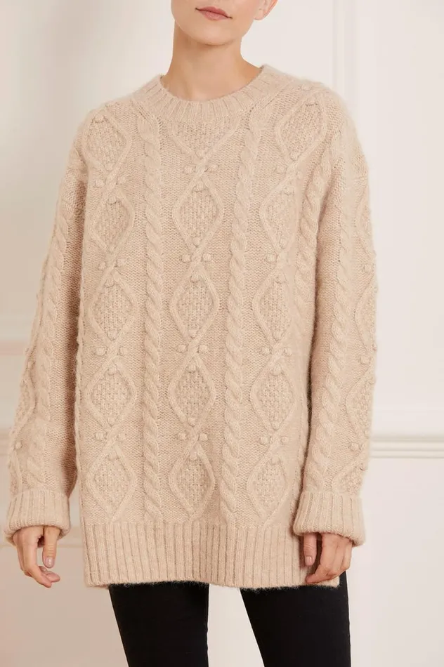 Women Exclusives Needle and Thread Sylvie Cable Longline Jumper Beige