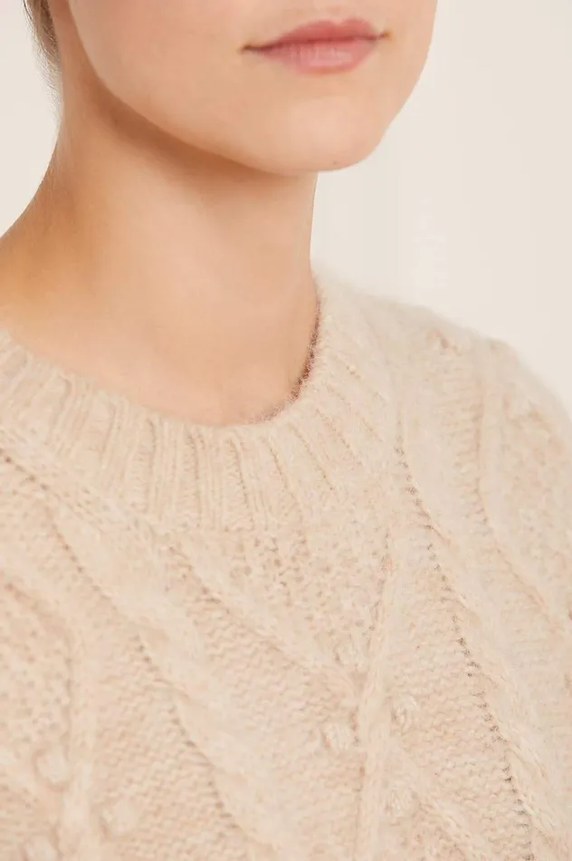 Women Exclusives Needle and Thread Sylvie Cable Longline Jumper Beige