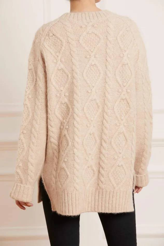 Women Exclusives Needle and Thread Sylvie Cable Longline Jumper Beige