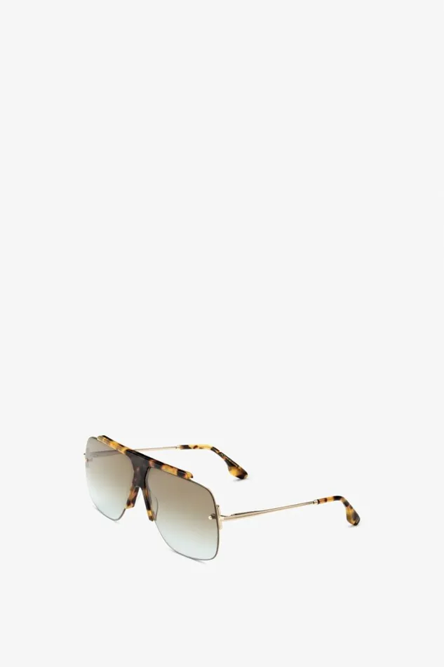 Women Eyewear Victoria Beckham Combination Rimless Square Sunglasses In Havana