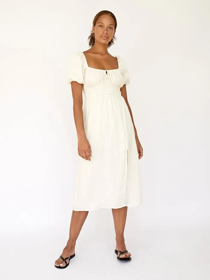 Women Faithfull The Brand 8211 Terina Midi Dress In Egg Shell The UNDONE Dresses