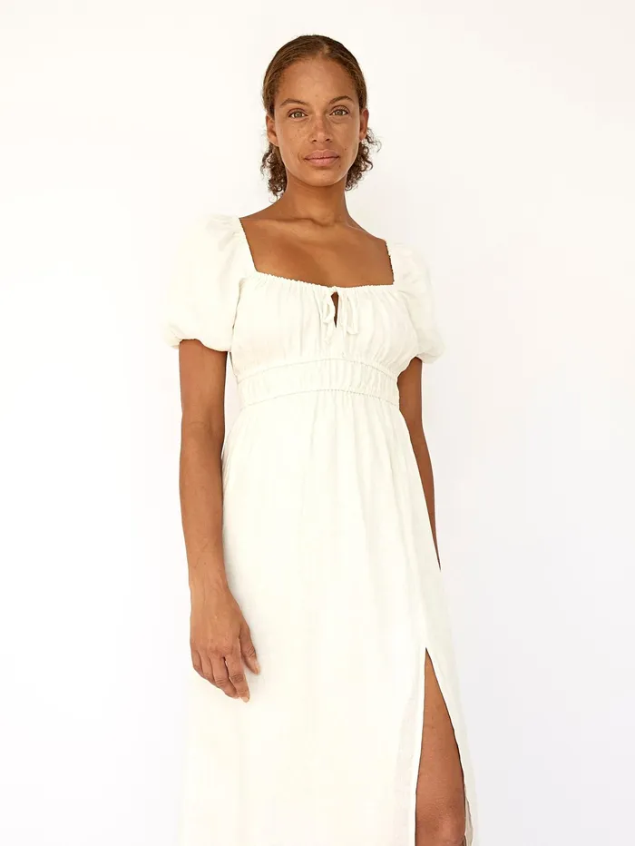 Women Faithfull The Brand 8211 Terina Midi Dress In Egg Shell The UNDONE Dresses